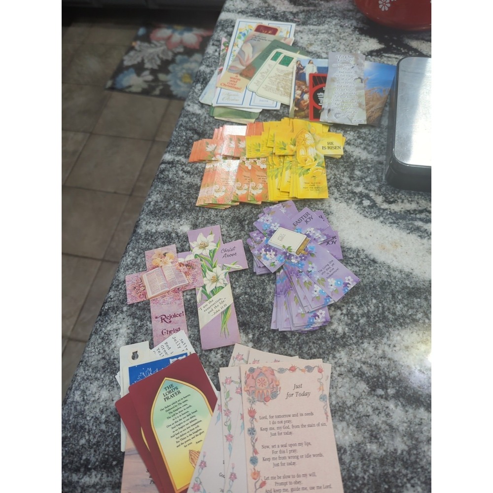 Vintage Lot of Christian Religious Prayer Cards Paper Cross Bookmarks Easter